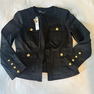 White House Black Market Black Blazer with Gold Accents